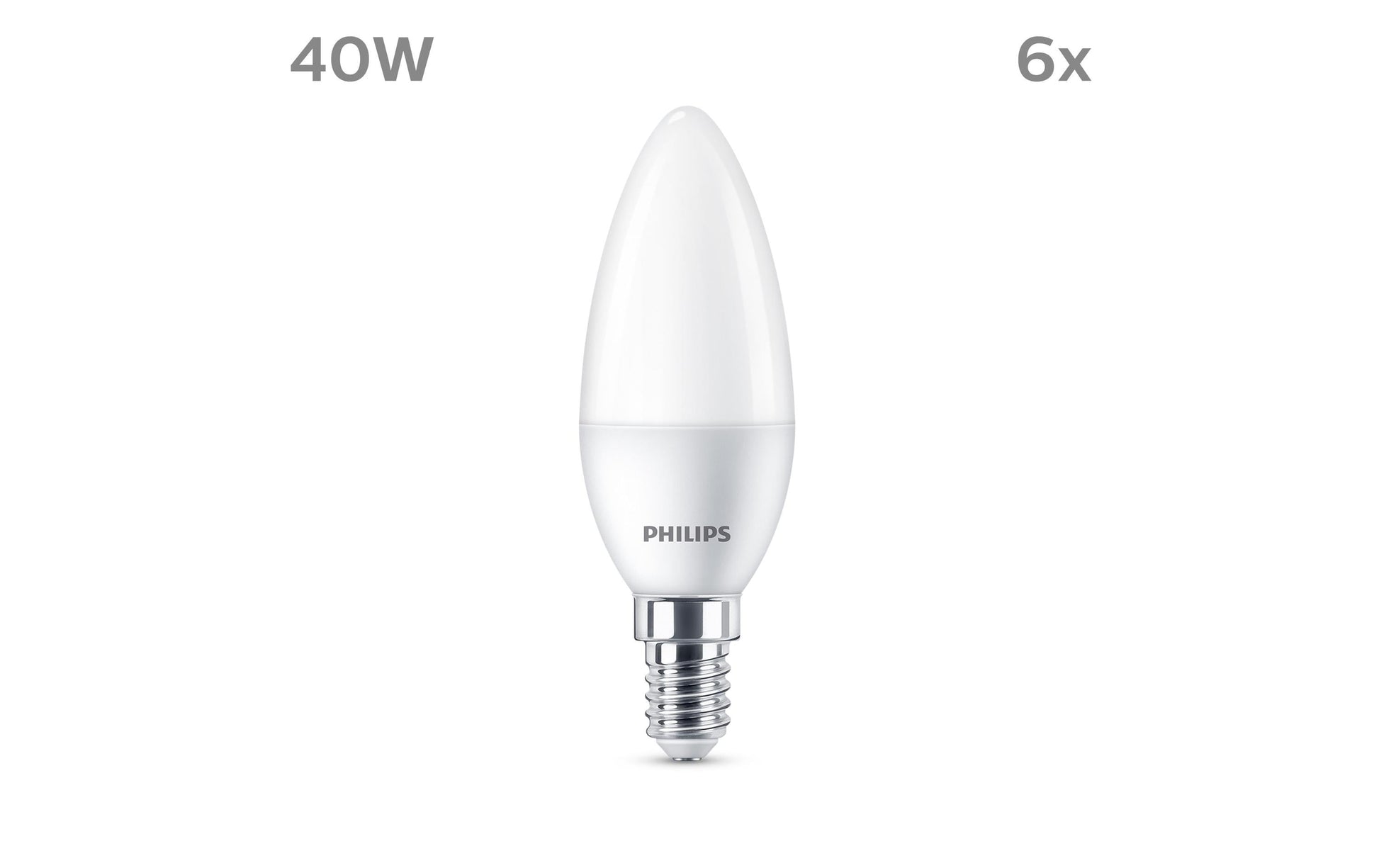 Philips by Signify Philips LED-Leuchtmittel E14 Kerze B35 – 470 lm, 4,9 W, Warmweiss 2700 K – 3 Stk. – Weiss, Glas
