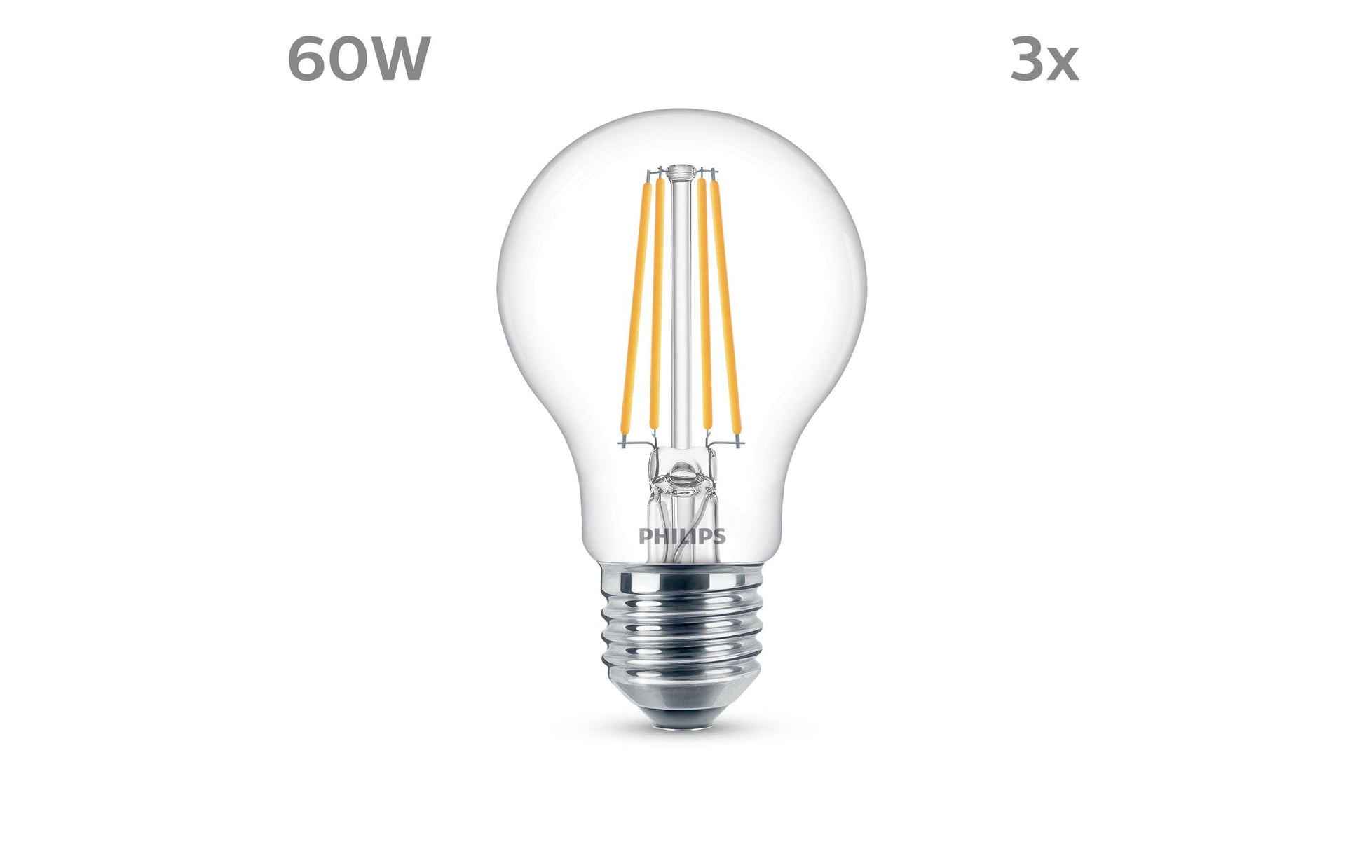 Philips by Signify Philips LED-Leuchtmittel E27 A-Form – Neutralweiss 4000 K, 850 lm, 7 W – IP20 – Transparent
