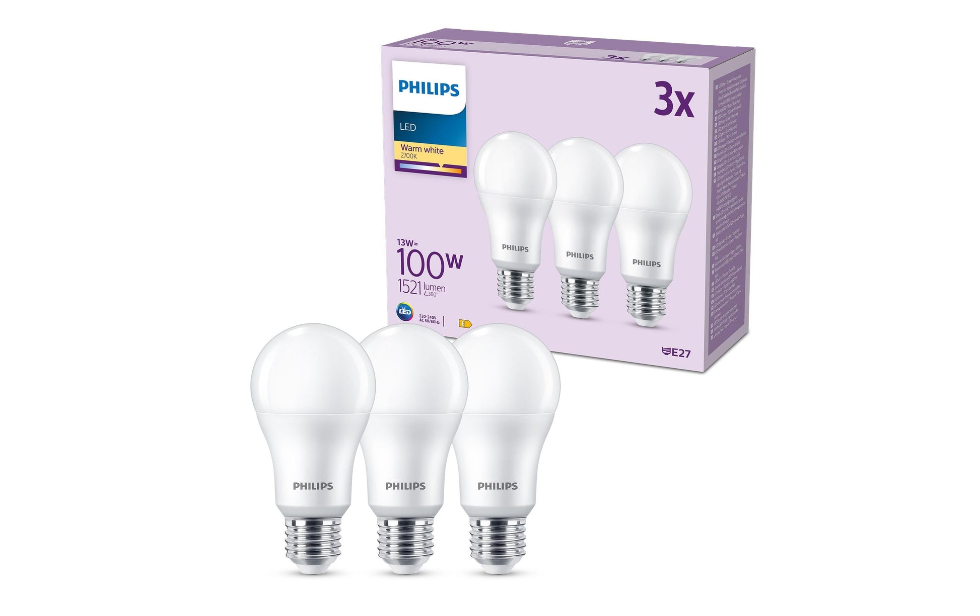 Philips by Signify Philips Leuchtmittel E27 A-Form – Warmweiss 2700 K, 1521 lm, 13 W