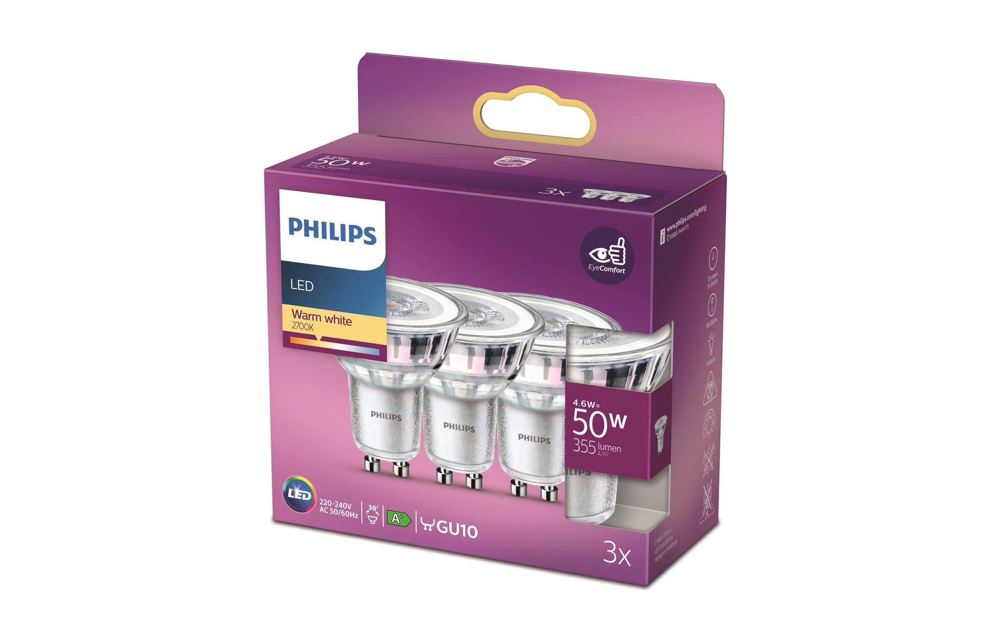 Philips by Signify Philips LEDClassic Leuchtmittel GU10 – 355 lm, 2700 K, 36°
