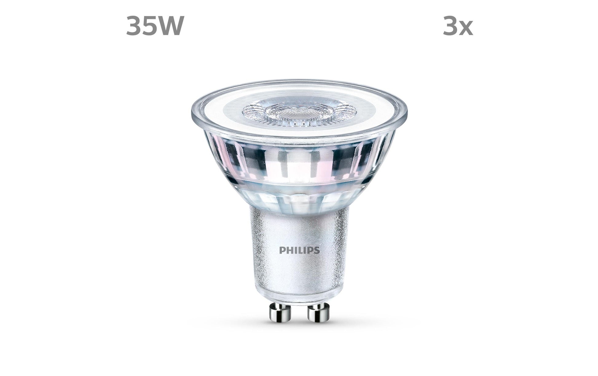 Philips by Signify Philips LED-Leuchtmittel GU10 Reflektor – Warmweiss 2700 K, 255 lm, 3,5 W, 36° – klar – LEDClassic
