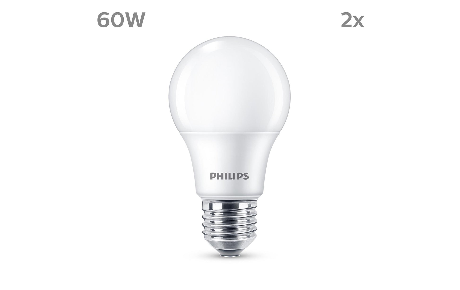 Philips by Signify Philips LED-Leuchtmittel E27 A-Form – Warmweiss 2700 K, 806 lm, 8 W – 2 Stk., Weiss