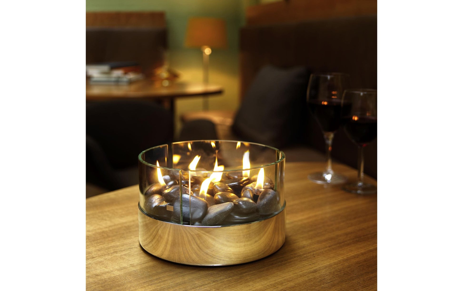 Philippi Tischkamin – Stahl & Glas, transparent – Ø 20 × 11 cm