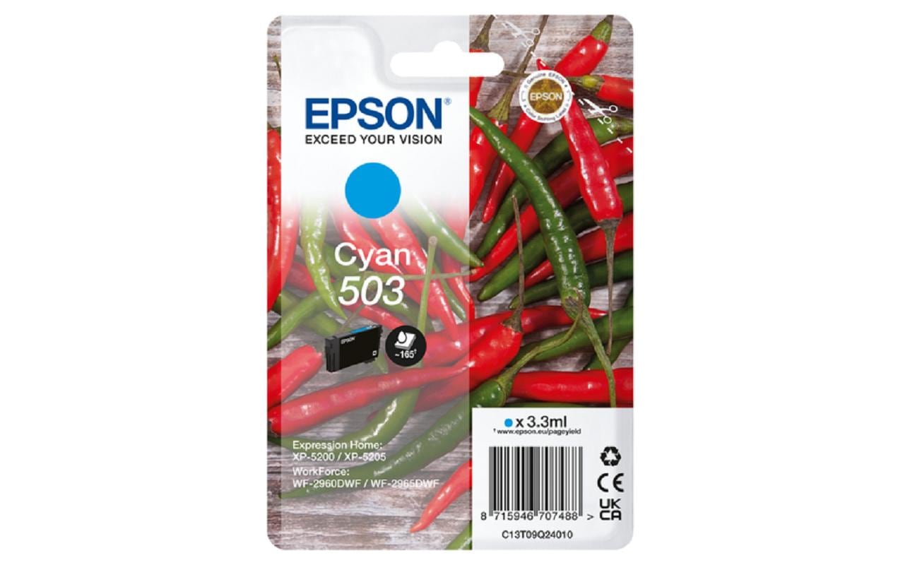 Epson 503 Cyan Tintenpatrone (Original) – für Workforce WF-2960DWF/WF-2965DWF, Expression Home XP-5200/5205