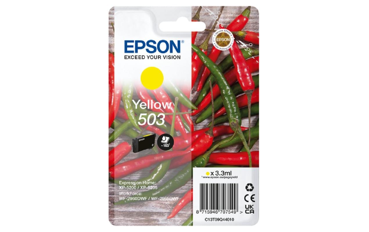 Epson 503 Gelb Tintenpatrone (Original) – 165 Seiten – für Workforce WF-2960/2965, Expression Home XP-5200