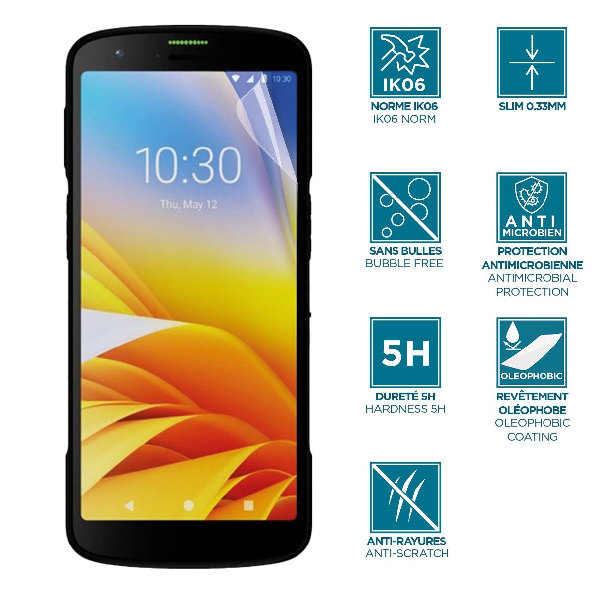 Mobilis Displayschutz – für Zebra TC22–TC27 – Transparent – Stossschutz (IK06)