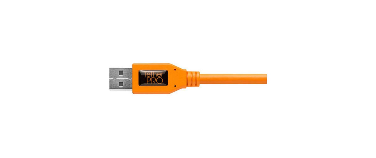 Tether Tools USB-A auf Micro-USB-B Kabel – USB 3.2 Gen 1 (5 Gbit/s) – 0,5 m – Abgewinkelt – Orange