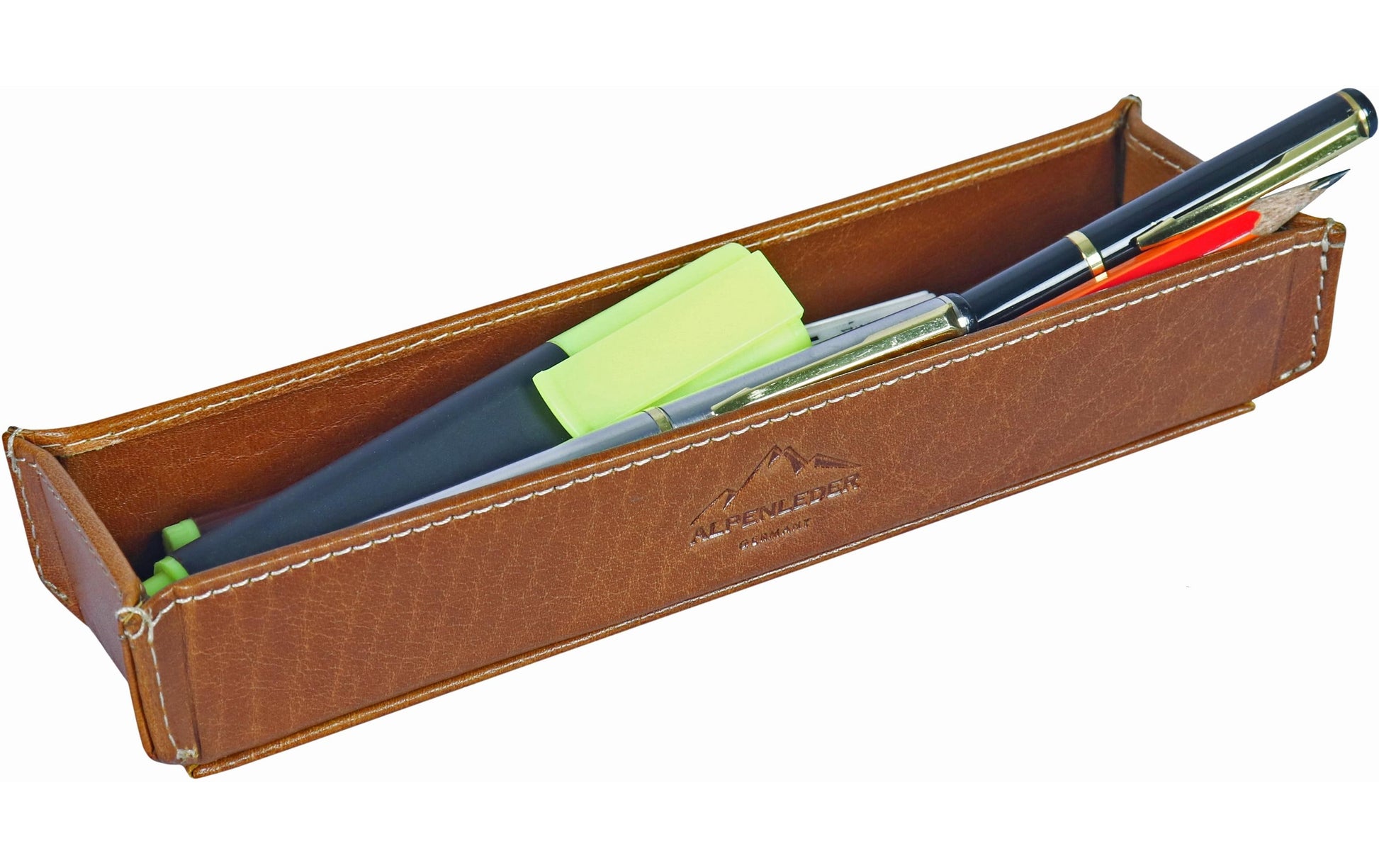 Alpenleder Etui, weiches Federmäppchen – cognac – Leder