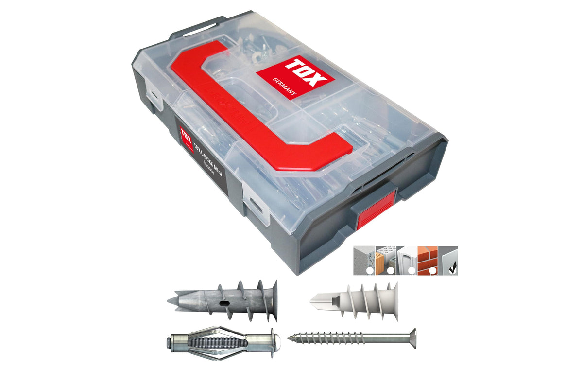 TOX Dübel TOX L-Boxx Mini Indoor – Schrauben- & Dübelsatz Ø 4 × 38 mm, 120 Stk., für Gipskarton