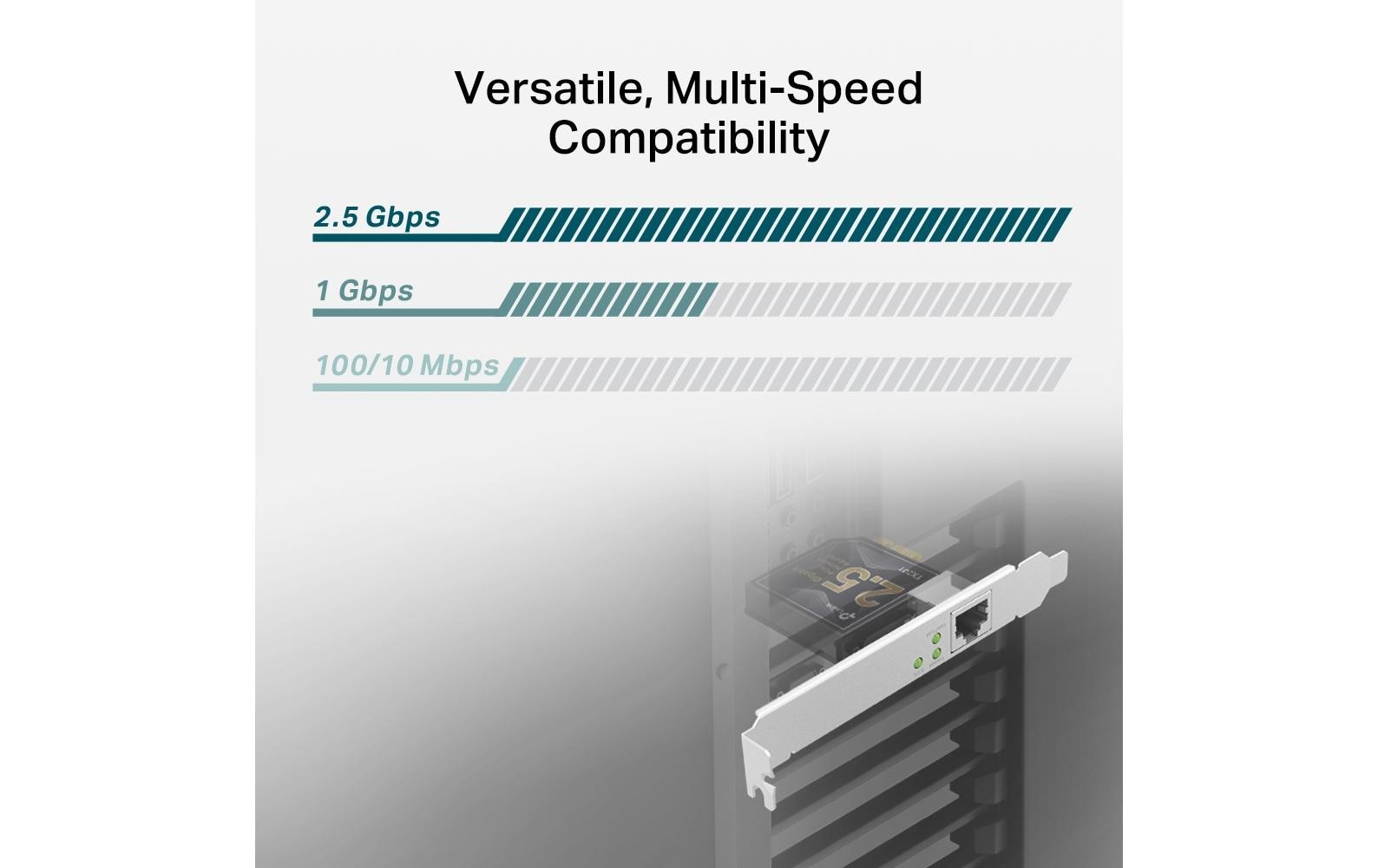 TP-Link TX201 PCIe Netzwerkkarte – 2,5 Gbit/s, 1× RJ-45, PCIe 2.1, für PC/Laptop, Schwarz/Grau