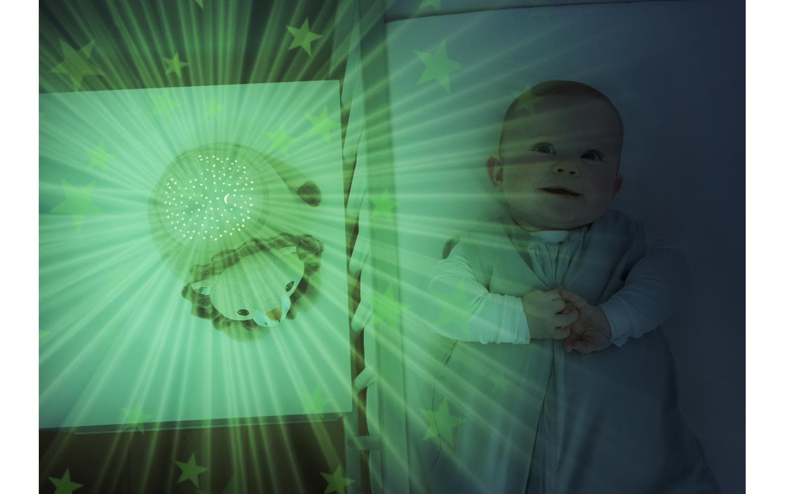 Zazu Nachtlicht Star Projektor – Mehrfarbig, Batteriebetrieben – Grau