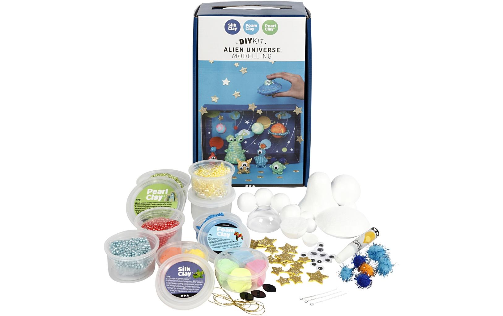 Creativ Company Foam & Silk Clay – Knete-/Modelliermasse-Set – Alien Universum – ab 3 Jahren
