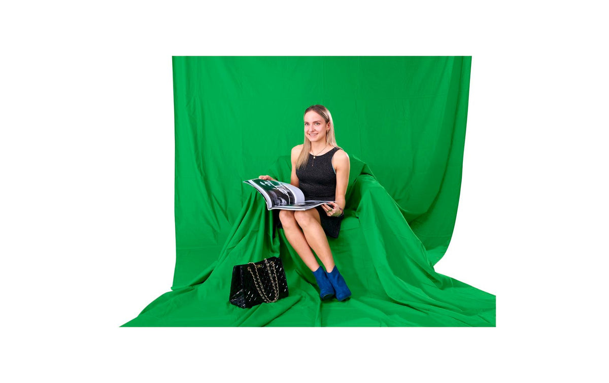 Hama Fotohintergrund Stoff 2,95 × 6 m – Baumwolle, Grün, nicht reflektierend