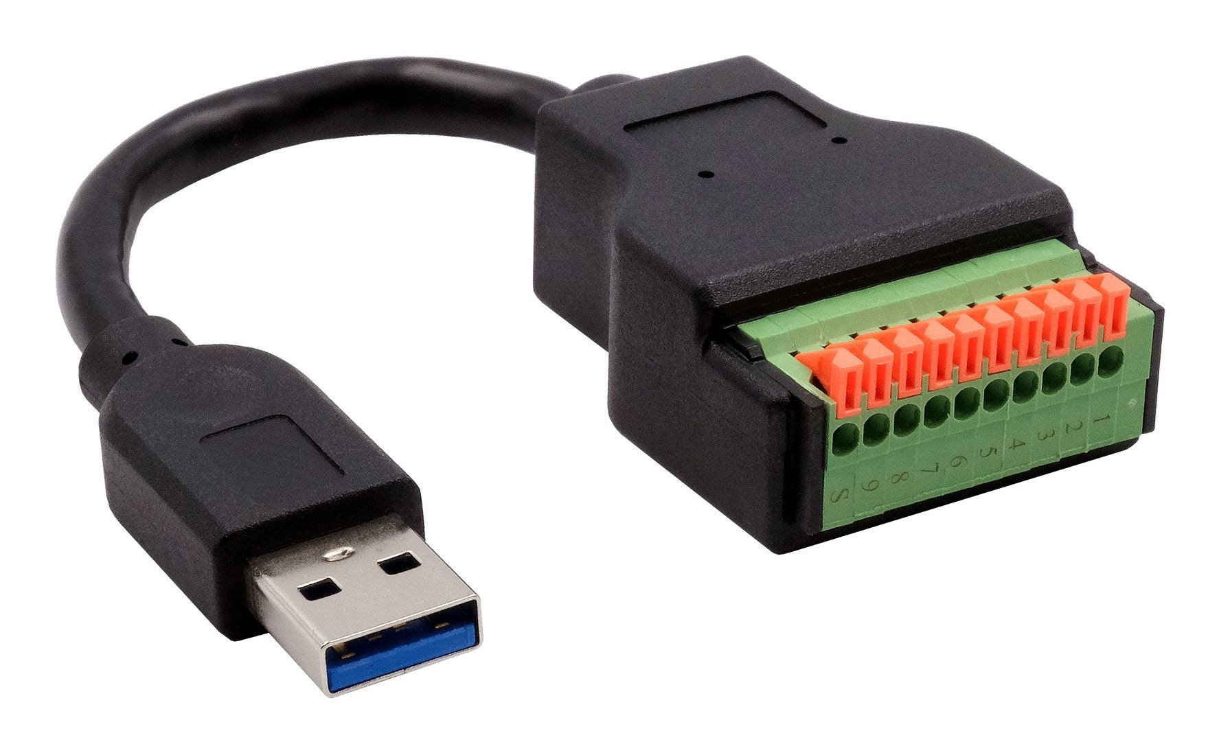 EXSYS EX-49127 Adapter USB-A zu 10-Pin Terminalblock – USB 3.2 Gen 1 (5 Gbit/s), 0,15 m, Schwarz