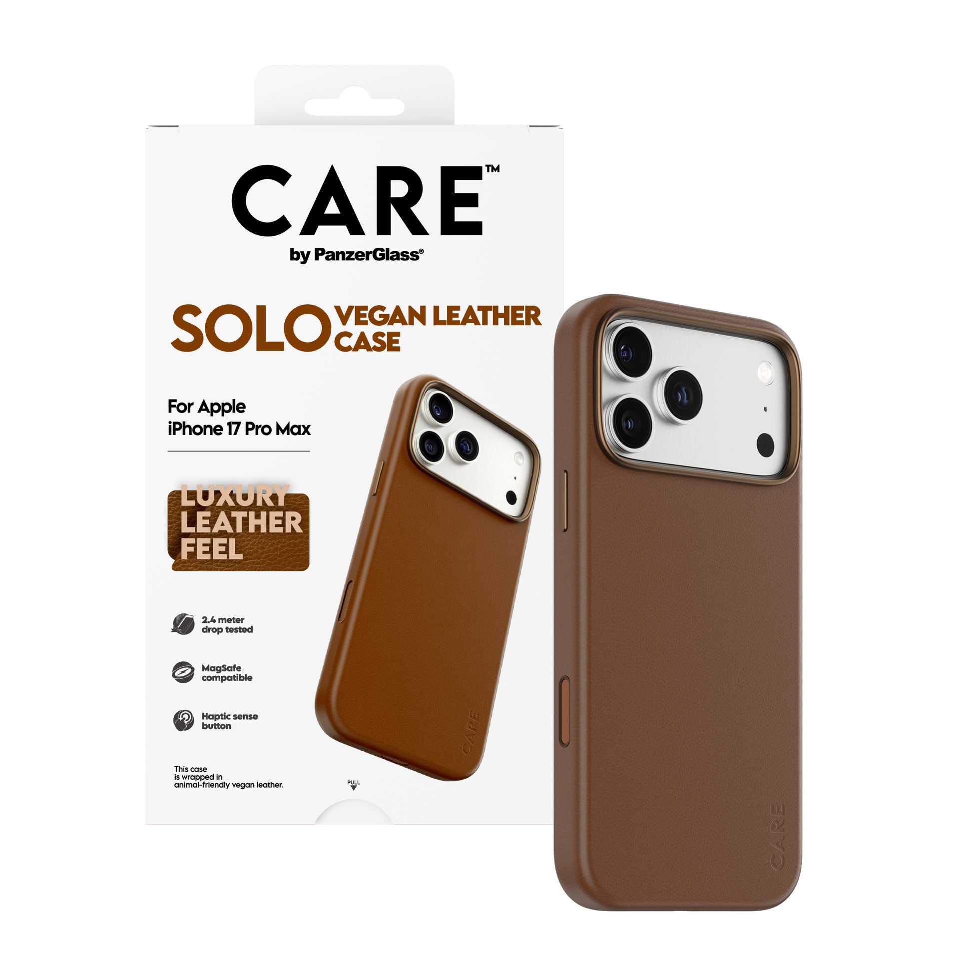 PanzerGlass CARE Solo – Backcover – für Apple iPhone 17 Pro Max, PC, Braun