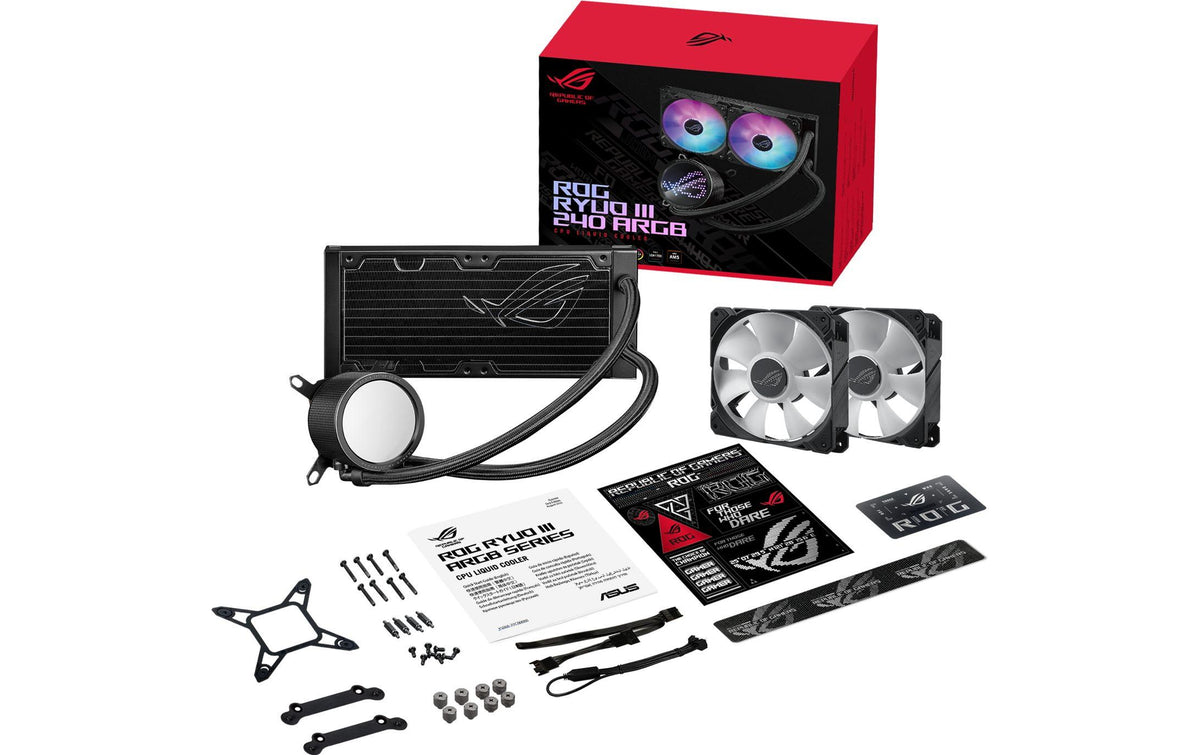 ASUS ROG RYUO III 240 ARGB – AIO Flüssigkeitskühler – 240 mm, 2×120 mm, 2200 U/min, für AM4, AM5, LGA 1700 und andere