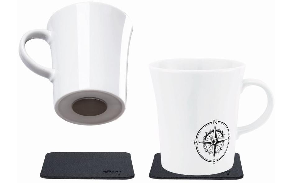 Silwy S027-1308-2-B-BO Tasse – 0,27 l, Porzellan, weiss, Magnethenkel, 2 Stück