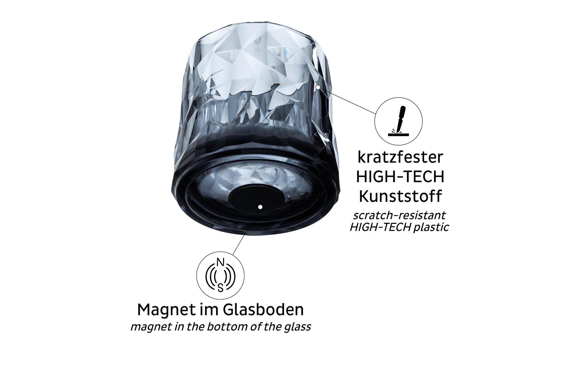 Silwy Trinkglas – 2er Set, 250 ml, Ø 9,2 cm, H 8,7 cm, Kunststoff, Grau