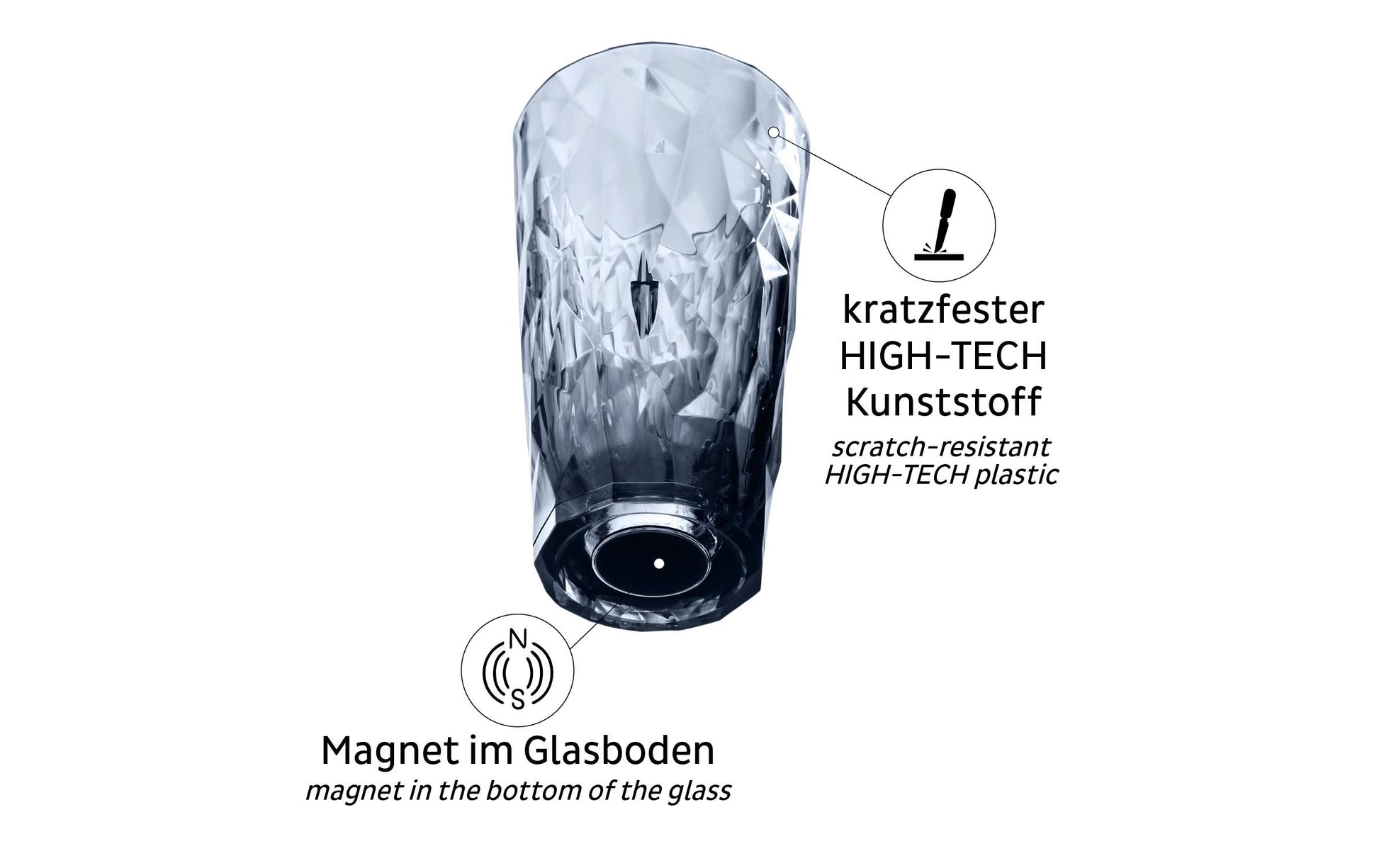Silwy LONGDRINK Longdrinkglas – 0,30 l, Kunststoff, Grau, Magnetisch, 6 Stück