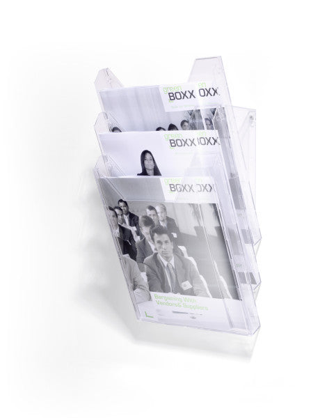 Durable Wandprospekthalter A4 – für Wand- und Tischanwendung – transparent – Combiboxx Set L
