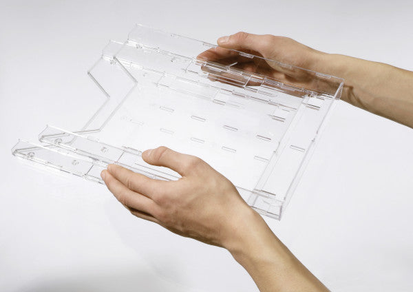 Durable Wandprospekthalter A4 – für Wand- und Tischanwendung – transparent – Combiboxx Set L