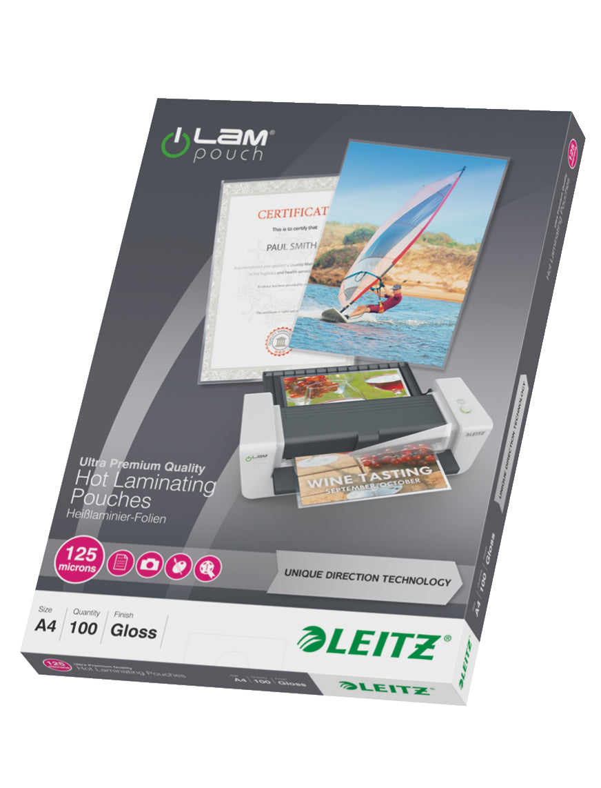 Leitz Laminierfolien A4, glänzend – 125 µm, 216 × 303 mm, 100 Stk.