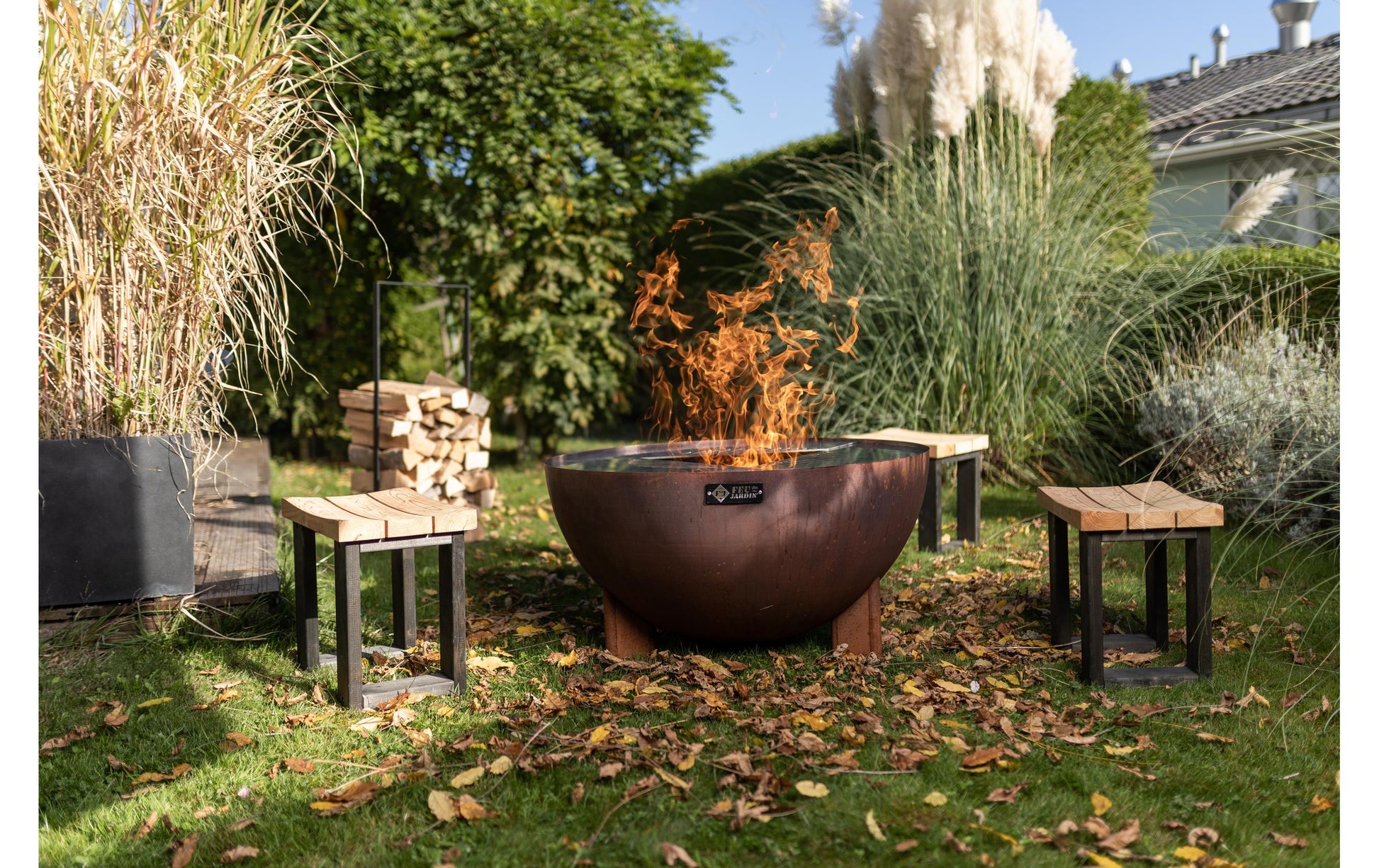 Feu du Jardin Feuerschale – Ø 98 × 53 cm – Edelstahl, rostbraun
