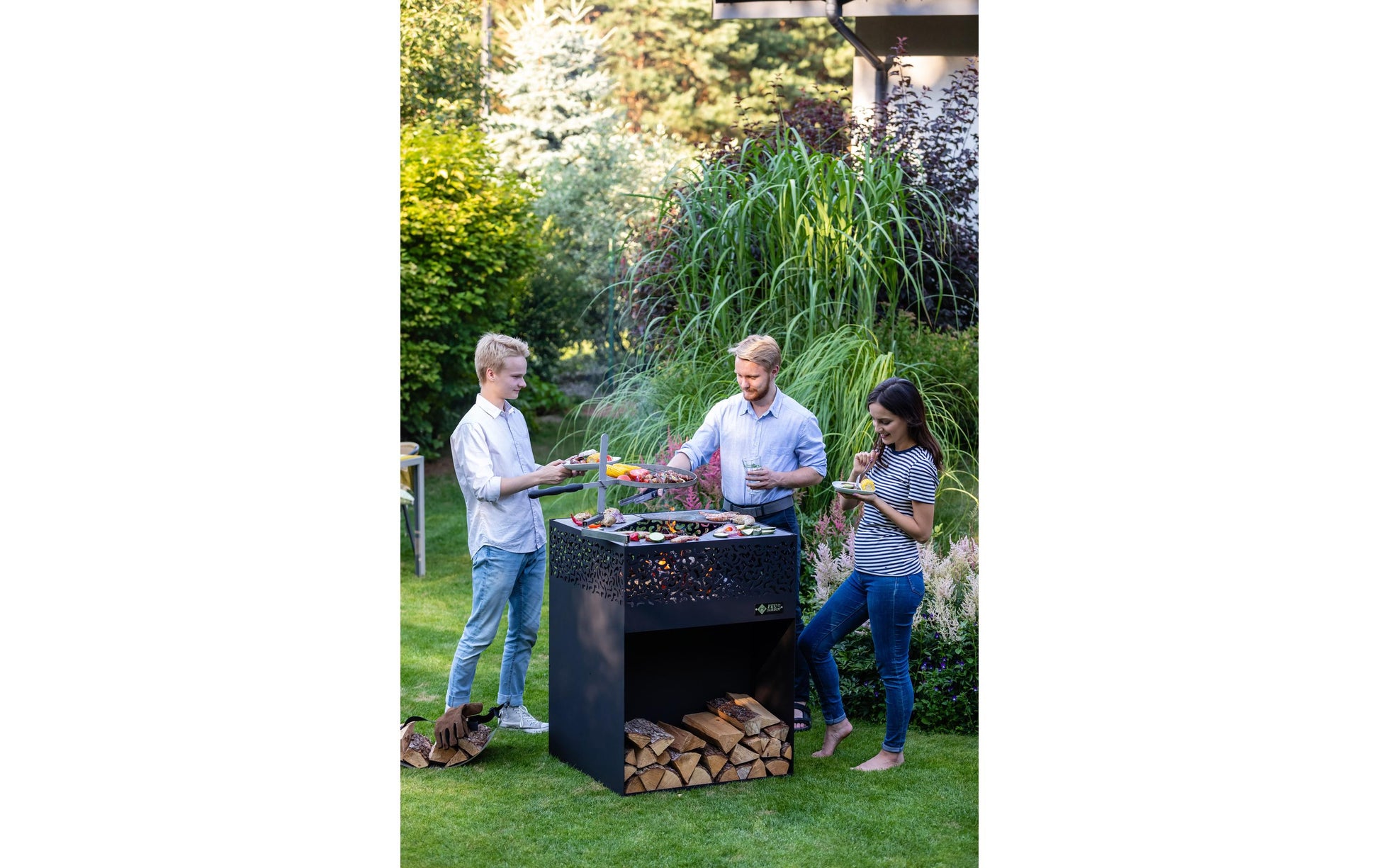 Feu du Jardin Feuerstelle – 75 × 100 × 75 cm – Edelstahl, Schwarz