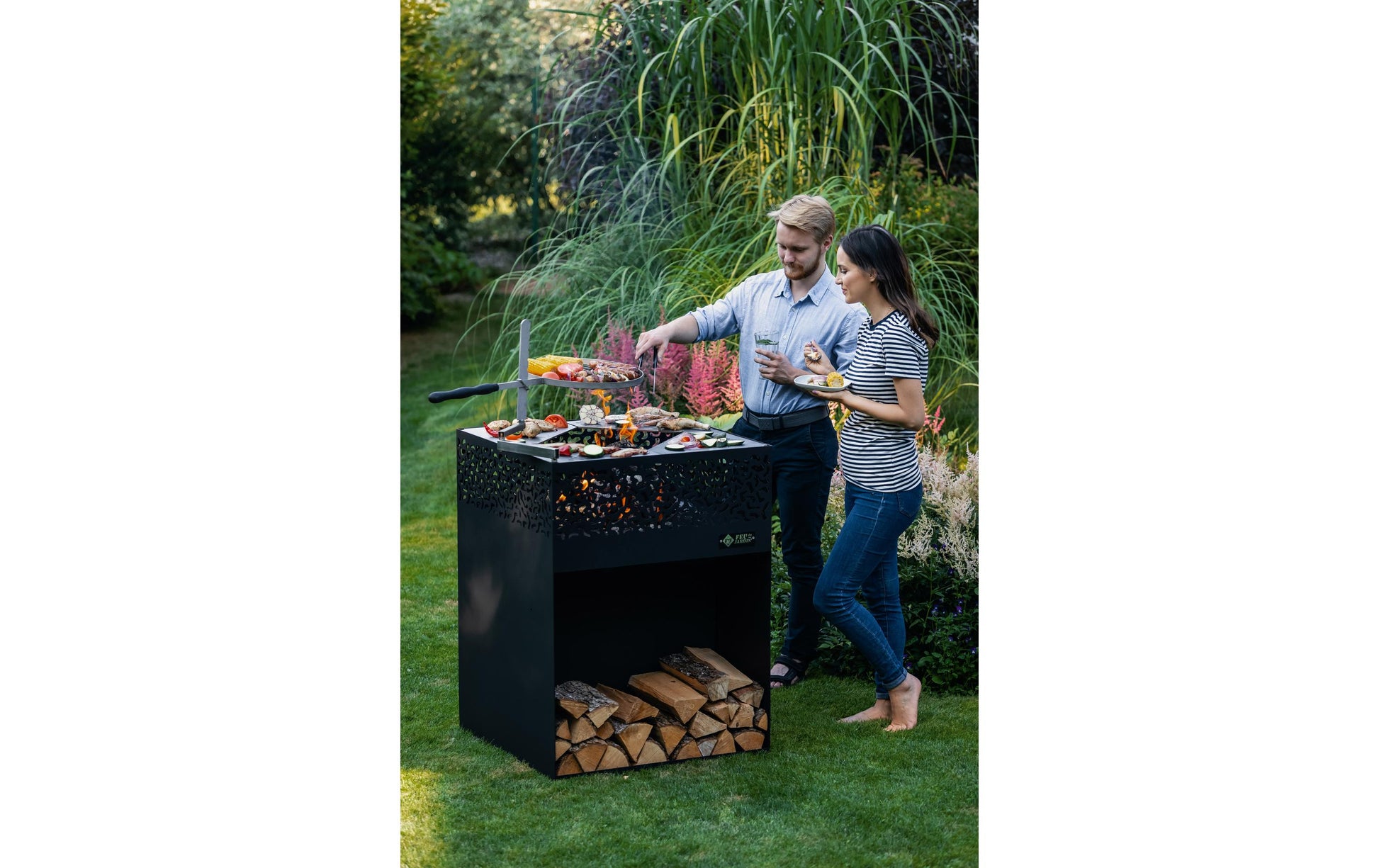 Feu du Jardin Feuerstelle – 75 × 100 × 75 cm – Edelstahl, Schwarz