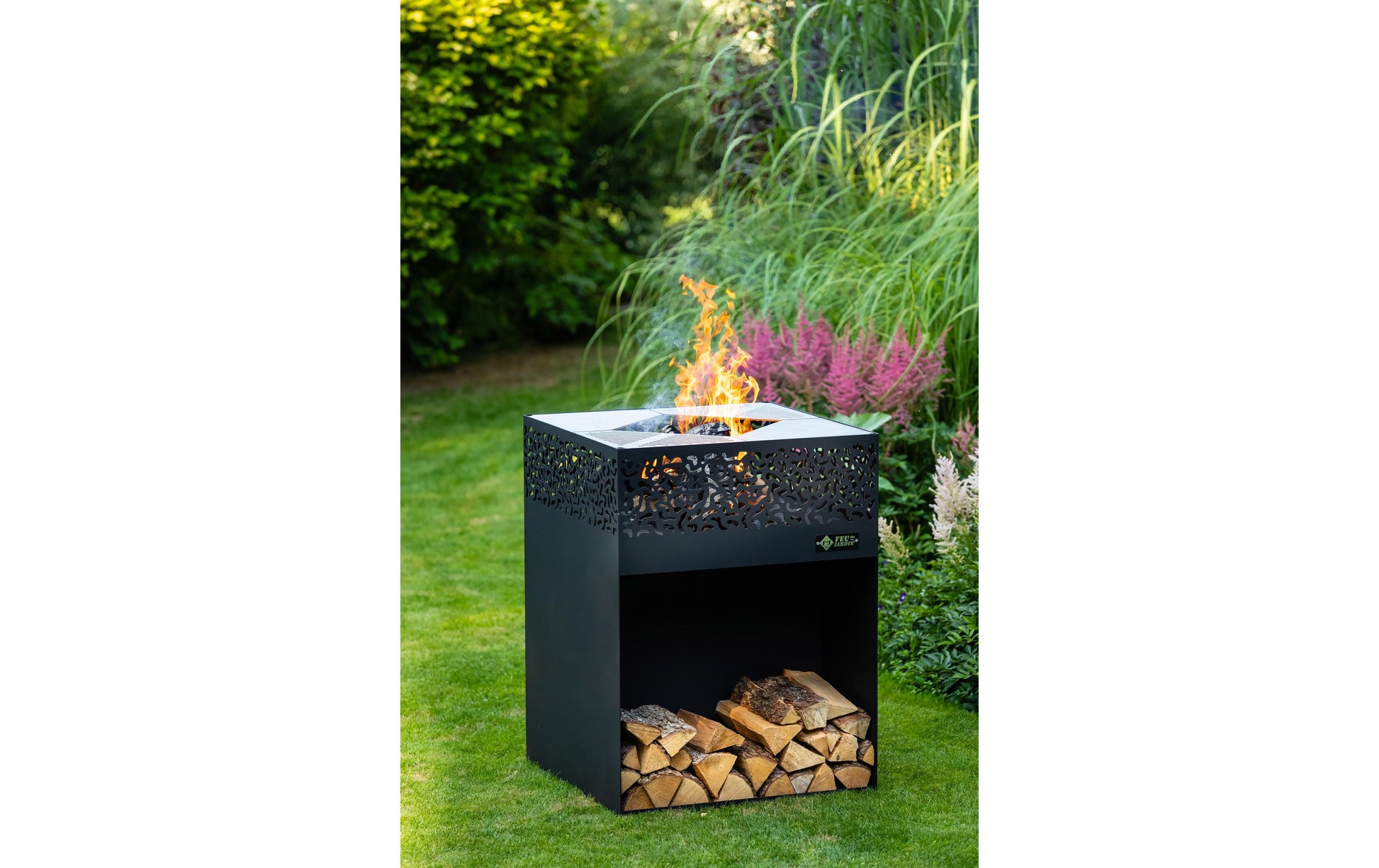Feu du Jardin Feuerstelle – 75 × 100 × 75 cm – Edelstahl, Schwarz