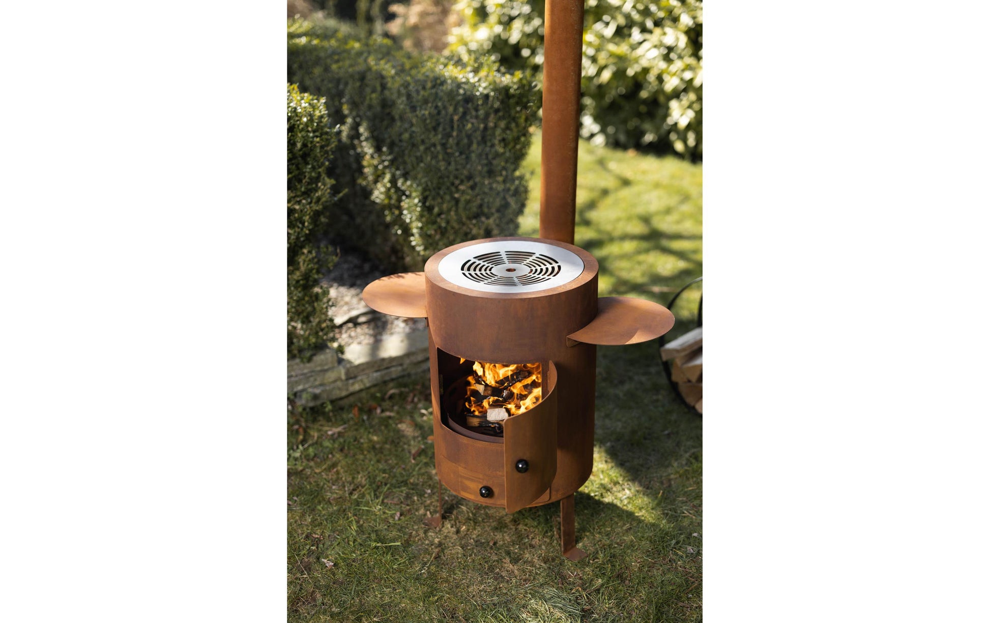 Feu du Jardin Fondue-Set Outdoorofen – Edelstahl, Ø 62 cm – Brennholz – Braun