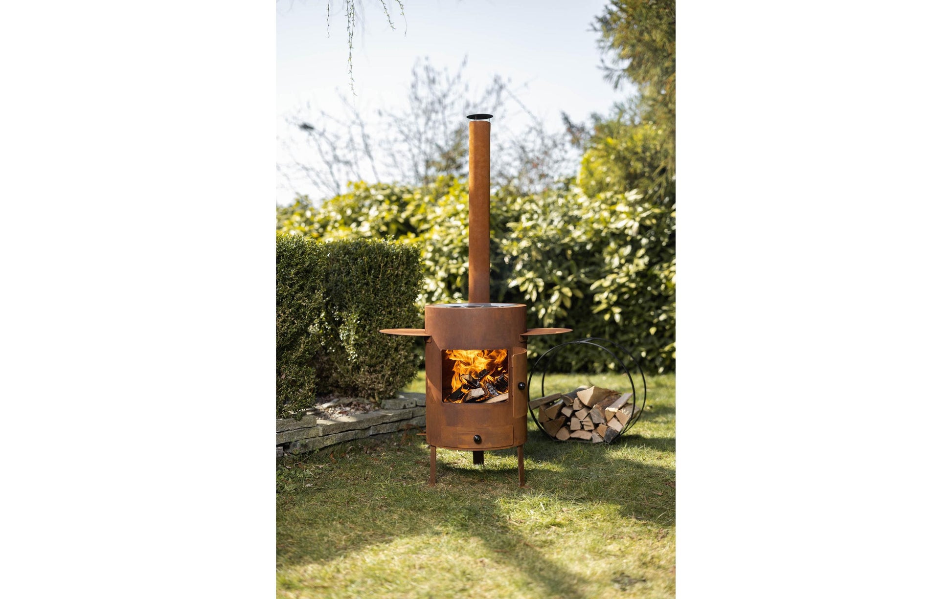 Feu du Jardin Fondue-Set Outdoorofen – Edelstahl, Ø 62 cm – Brennholz – Braun