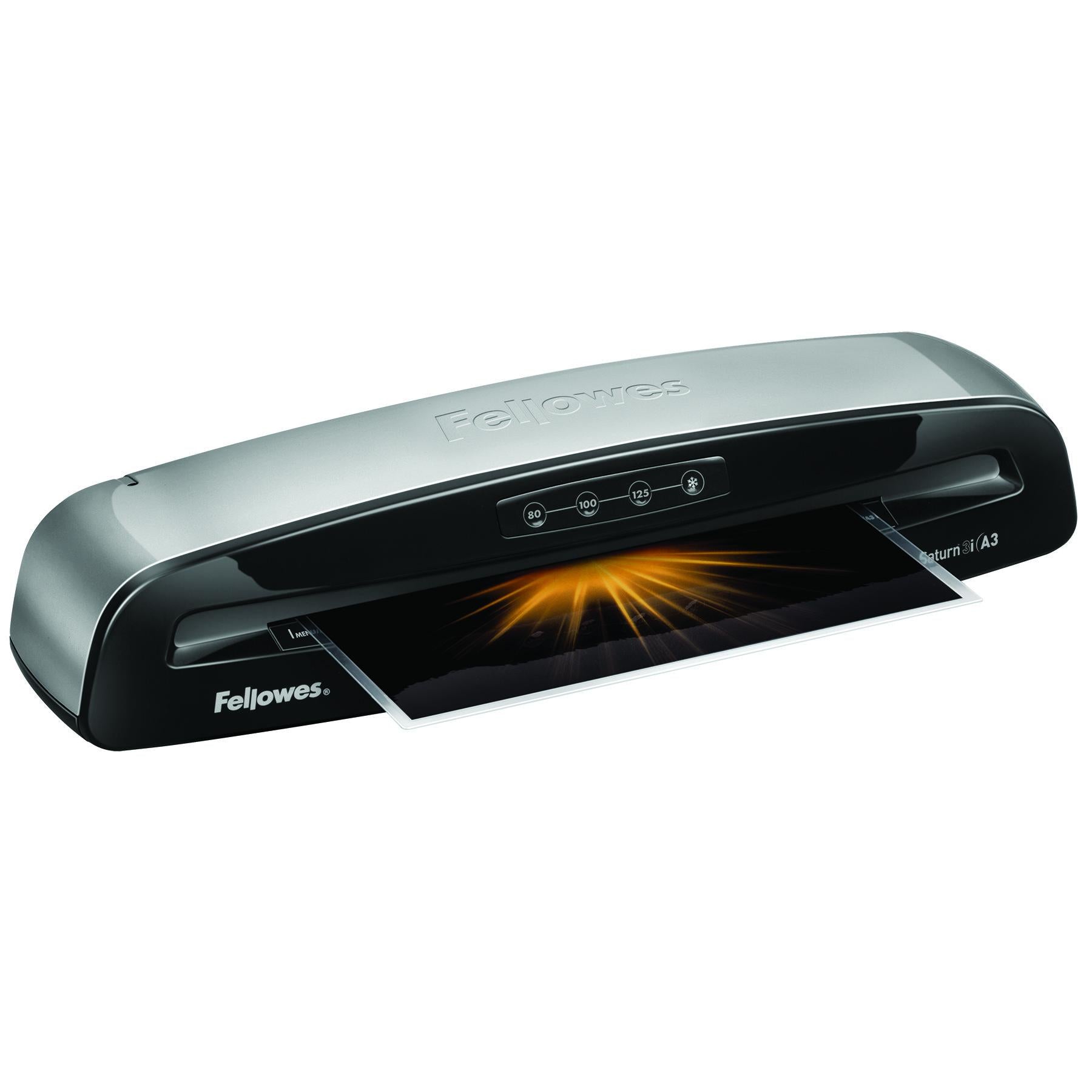 Fellowes Saturn Laminiergerät A3 – 2 Rollen, 160–250 µm, Automatische Abschaltung, Aufheizzeit 1 Min., Weiss/Grau