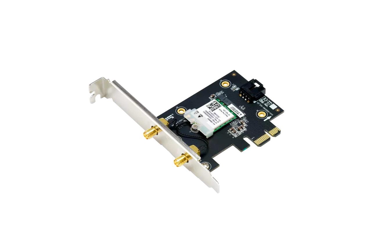 ASUS PCE-AXE5400 – PCIe WLAN-Karte – Wi-Fi 6E (2,4/5/6 GHz), 2,4 Gbit/s, Bluetooth 5.2, für PC