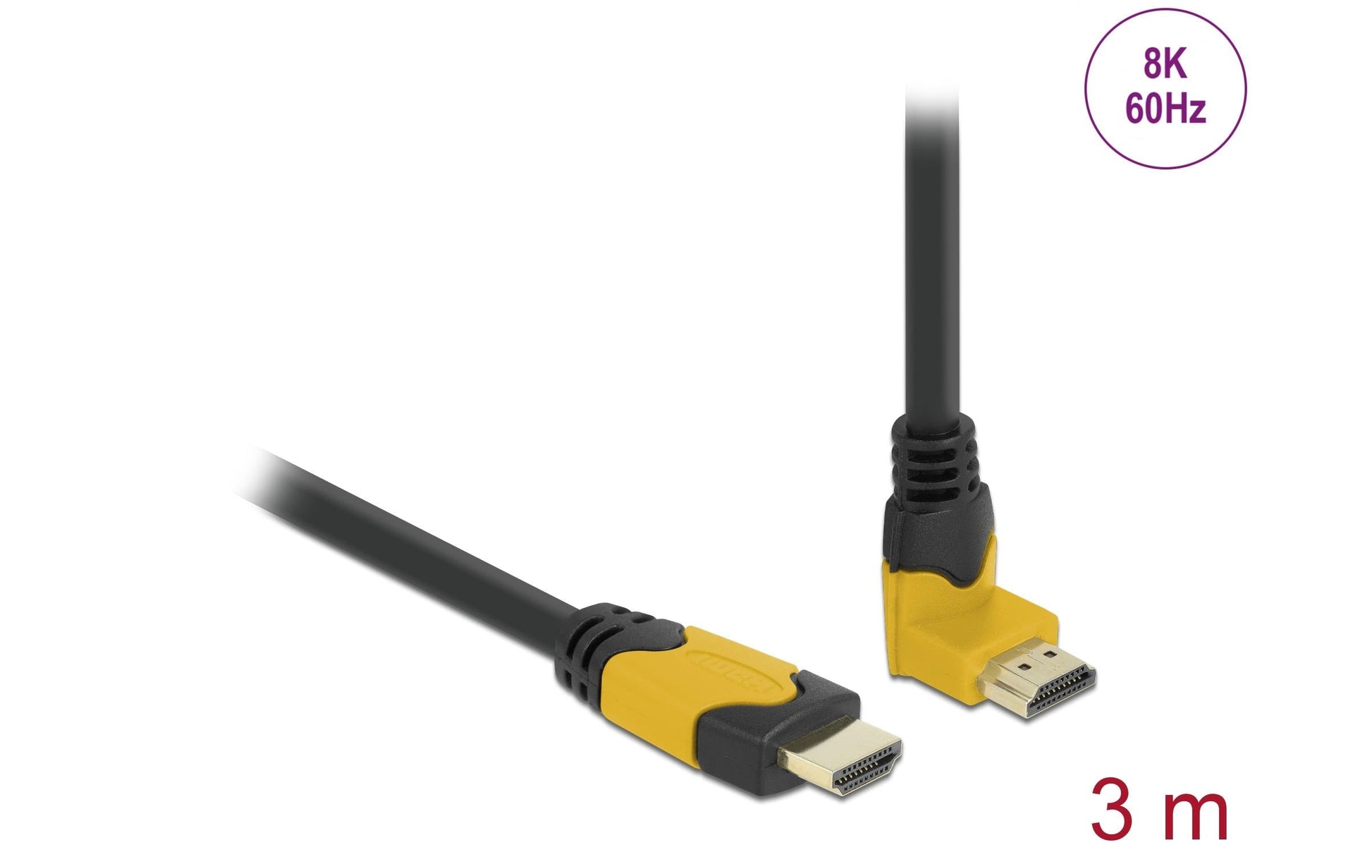 DeLOCK HDMI Kabel HDMI 2.1 8K 60 Hz – 3 m – HDR – Schwarz/Gelb