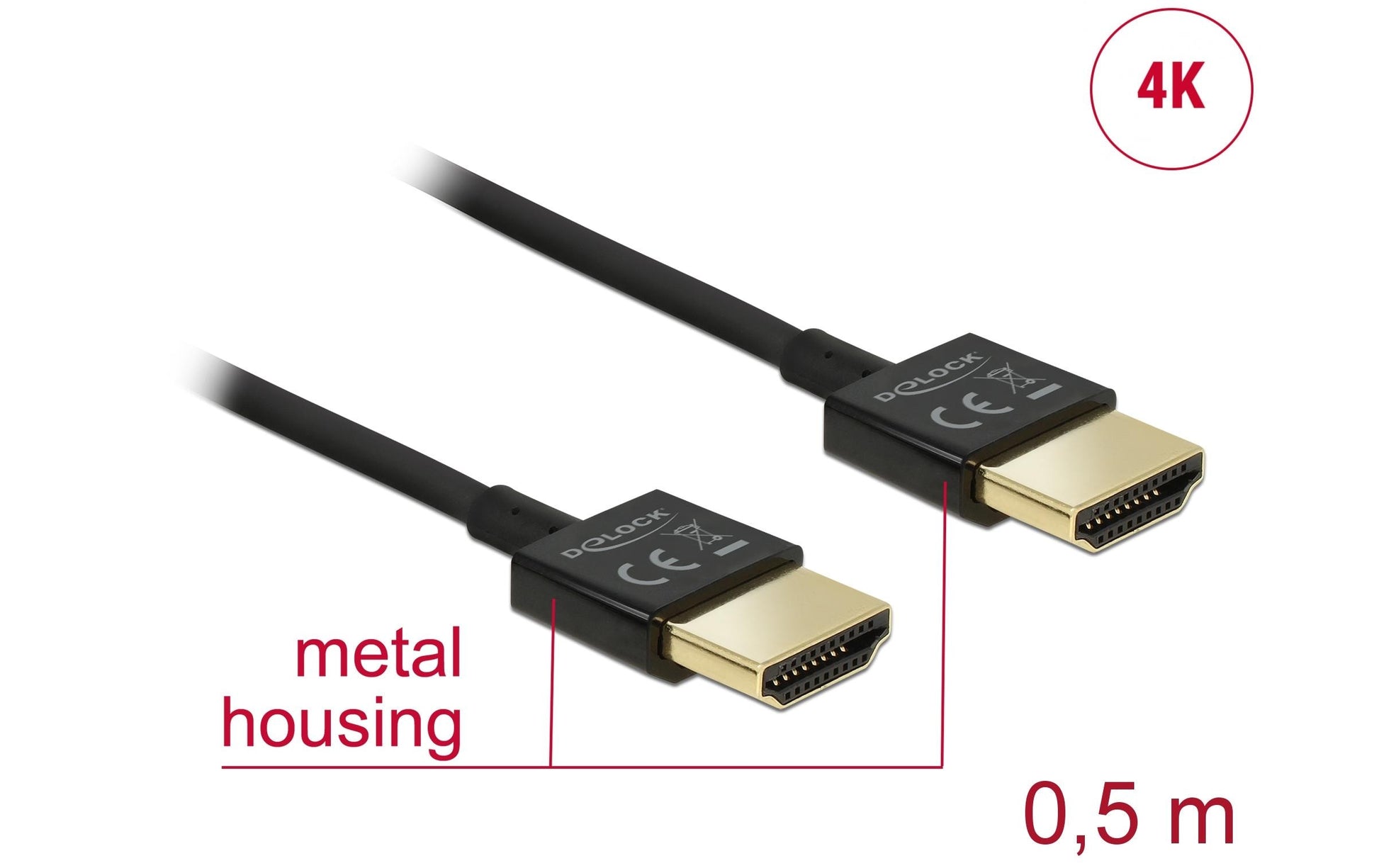 DeLOCK HDMI Kabel HDMI 2.0 4K 60 Hz – 0,5 m – Ethernet