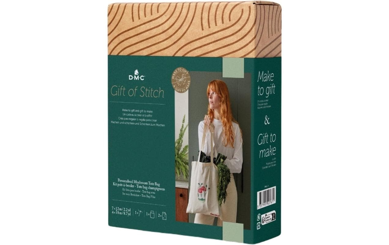DMC Gift of Stitch – Nähset – Einkaufstasche Pilzmotiv 35 × 42 cm – 18-teilig