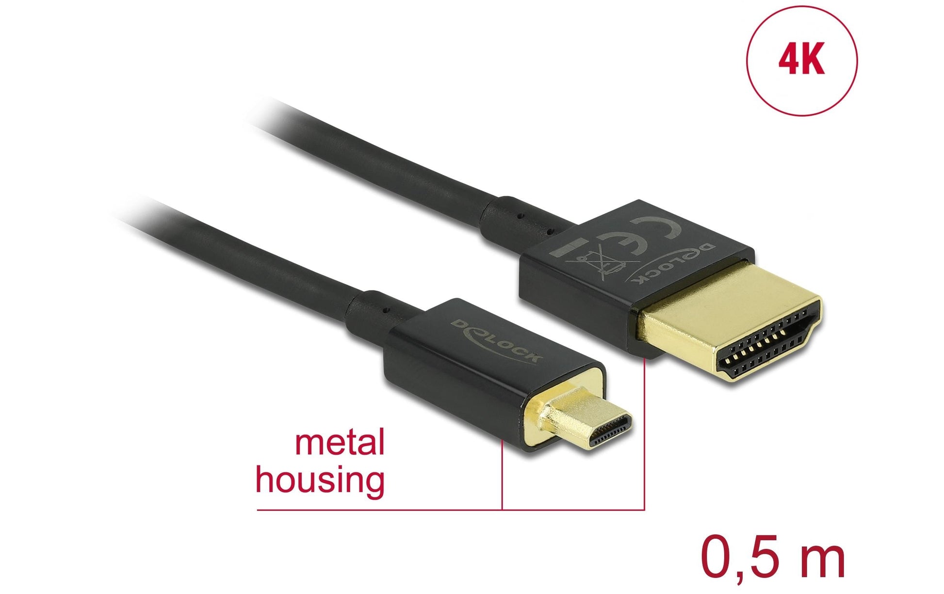 DeLOCK HDMI-Kabel, HDMI / Micro HDMI, Schwarz