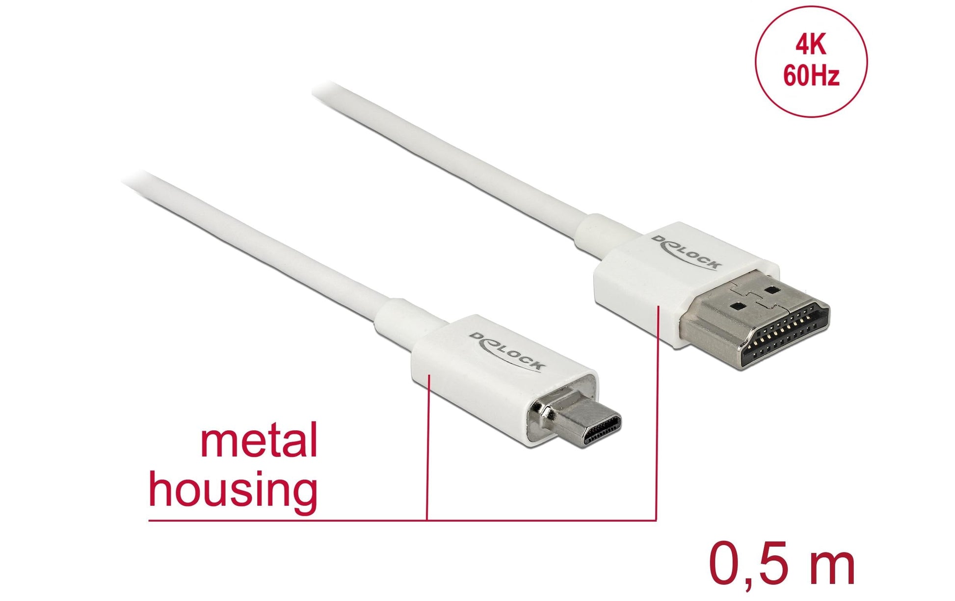 DeLOCK HDMI-Kabel, Micro HDMI, Weiss