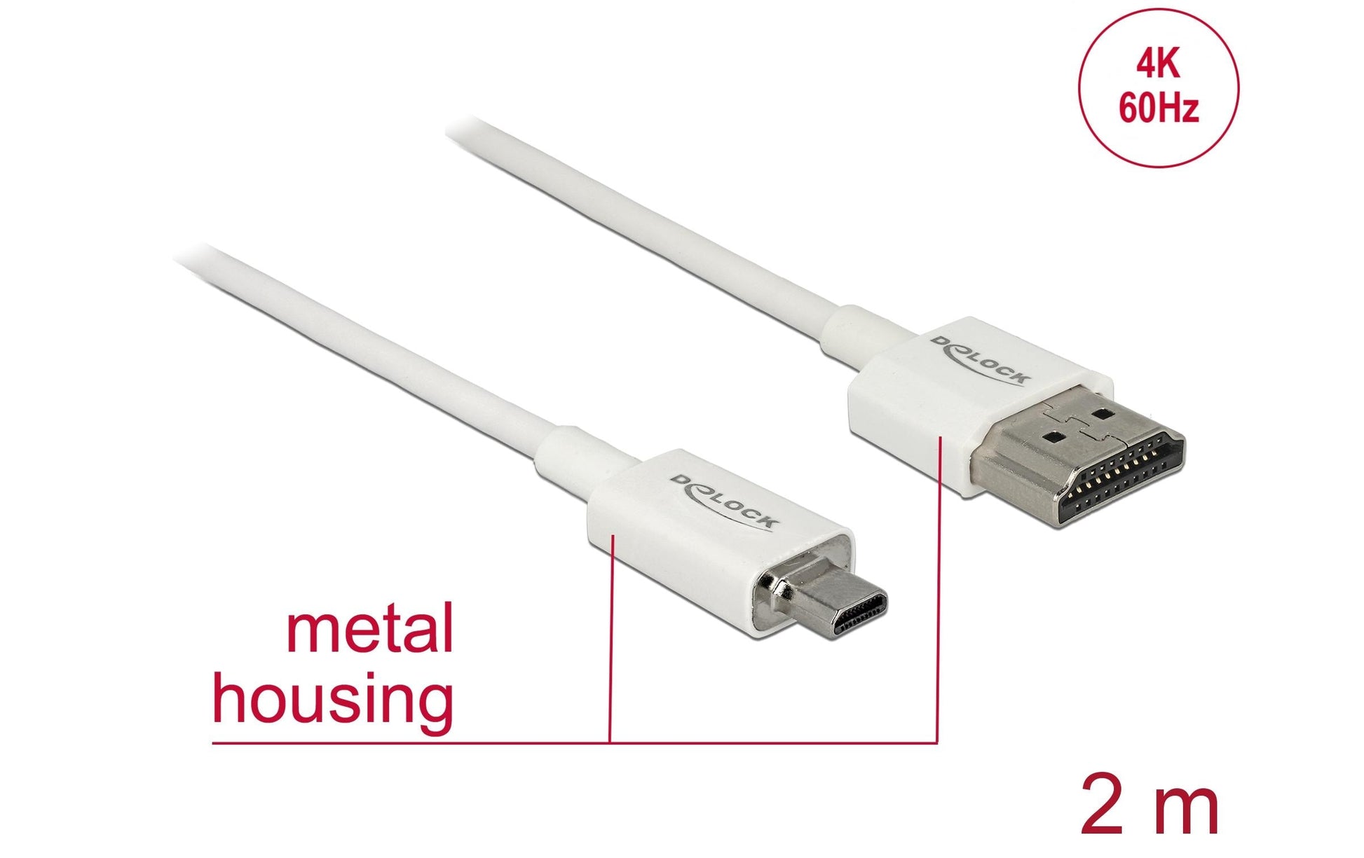DeLOCK HDMI-Kabel, HDMI/Micro HDMI, Weiss, 85151, 1 Stück