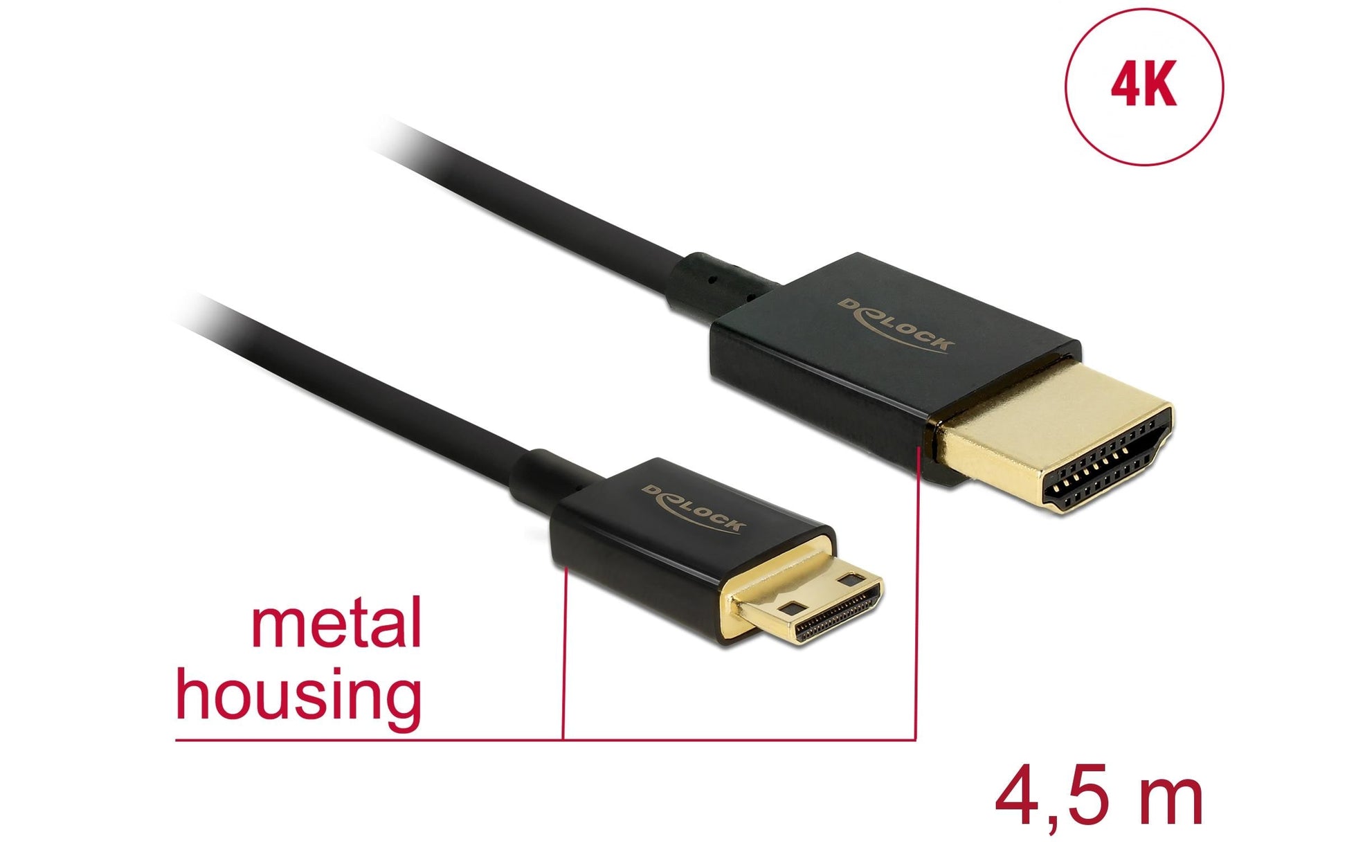 DeLOCK HDMI-Kabel, HDMI/Mini HDMI, Schwarz, 1 Stück
