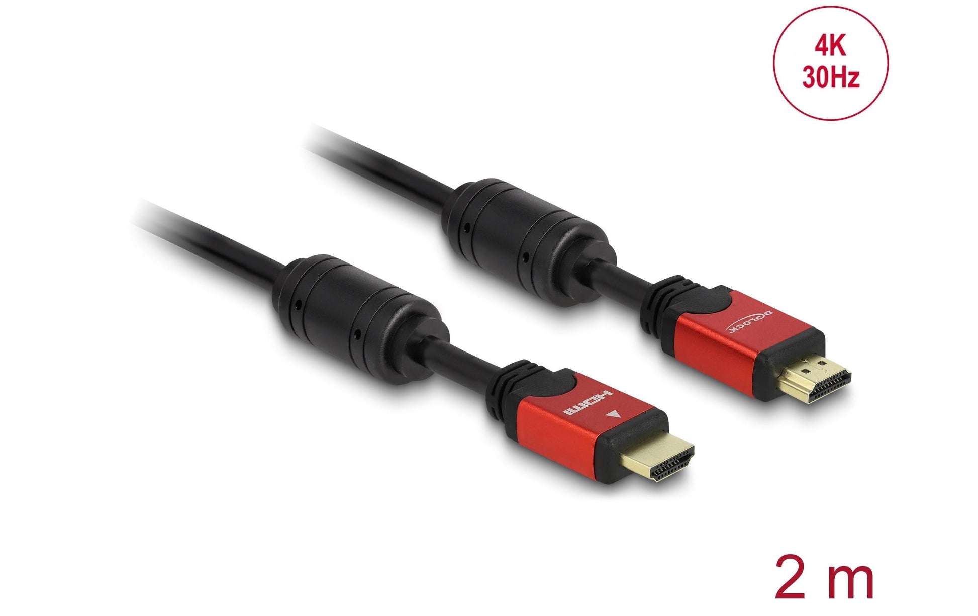 DeLOCK HDMI Kabel (A–A, M–M) HDMI 1.3 4K 30 Hz – 2 m – Rot