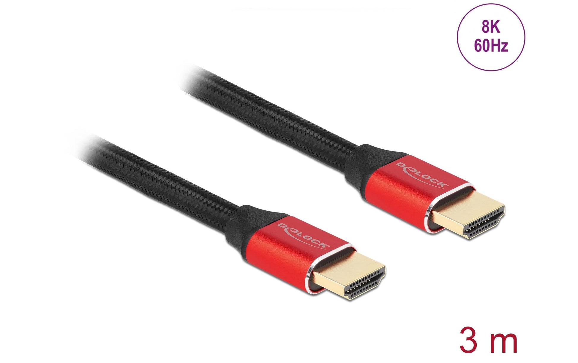 DeLOCK HDMI Kabel HDMI 2.1 8K 60 Hz – 3 m – HDR, ARC – Rot