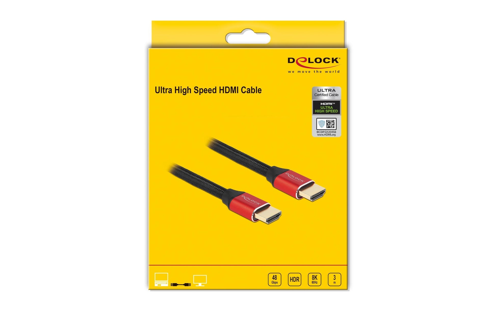 DeLOCK HDMI Kabel HDMI 2.1 8K 60 Hz – 3 m – HDR, ARC – Rot