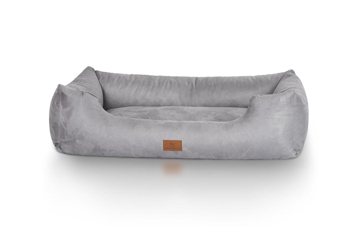 Knuffelwuff Dreamline Bett – 85 × 120 cm, Velour, Abnehmbarer Bezug, Rutschfester Boden, Grau