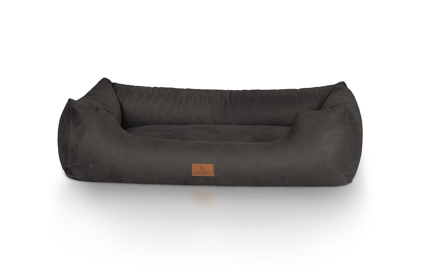 Knuffelwuff Dreamline Bett – 105 × 155 cm, Velour, Schaumstoff, rutschfester Boden, schwarz