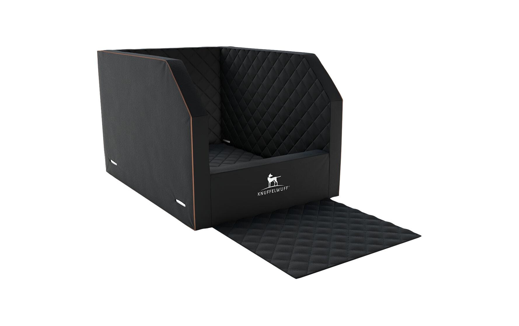 Knuffelwuff Autositz für Hund – Waschbar bei 30 °C, Rutschfeste Basis, Abnehmbarer Bezug – 60×50×50 cm – Schwarz