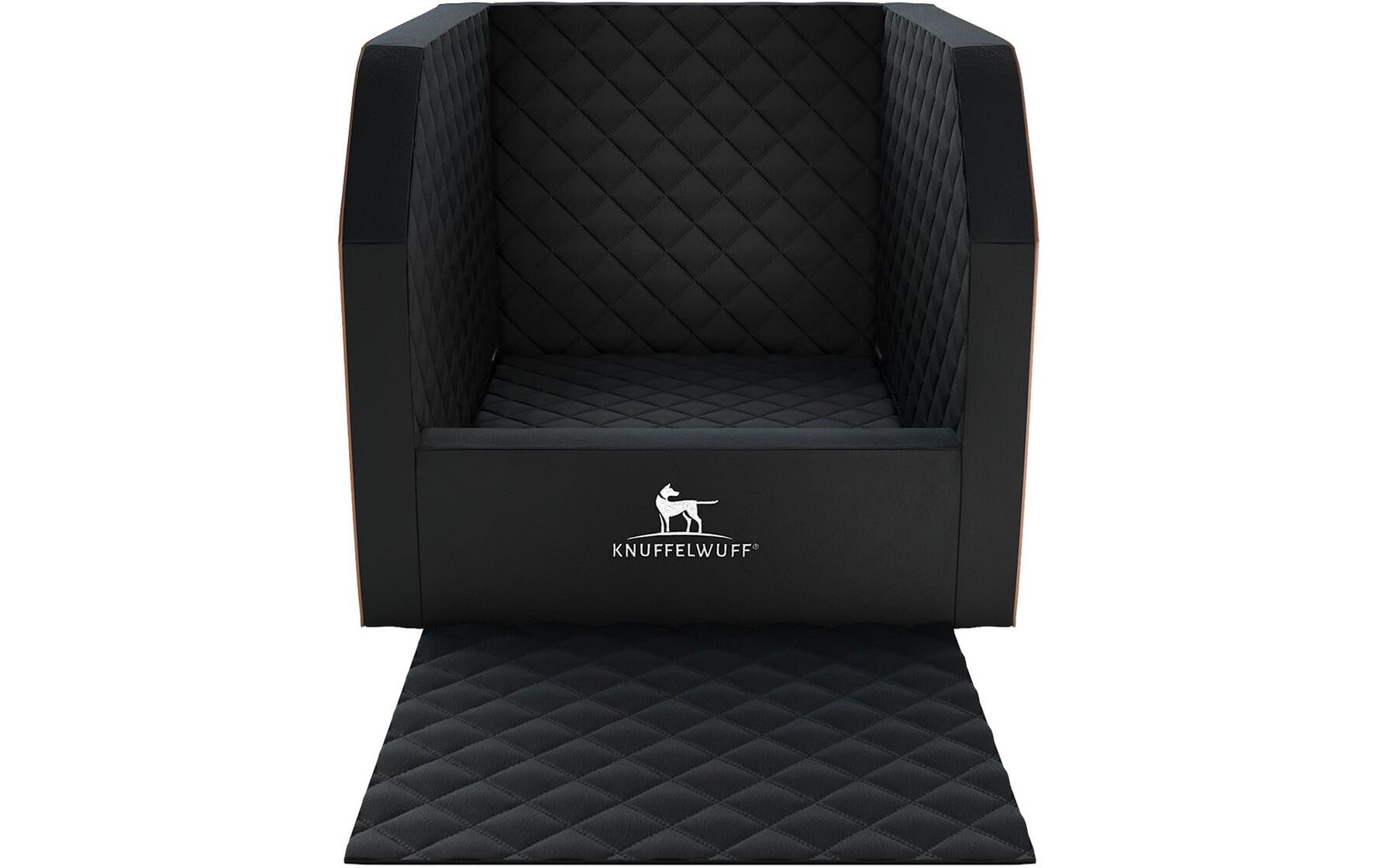 Knuffelwuff Autositz für Hund – Waschbar bei 30 °C, Rutschfeste Basis, Abnehmbarer Bezug – 60×50×50 cm – Schwarz