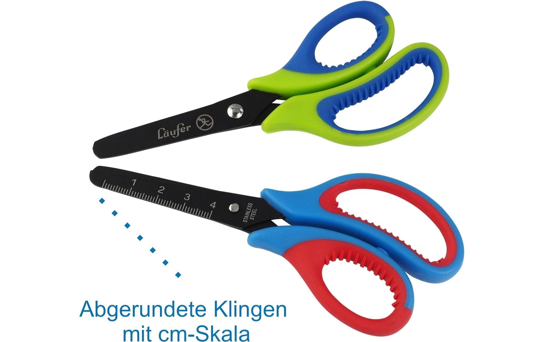 Laufer Kinderschere – titanbeschichtet, für Rechtshänder, abgerundete Spitzen, Kunststoffgriffe, Pink
