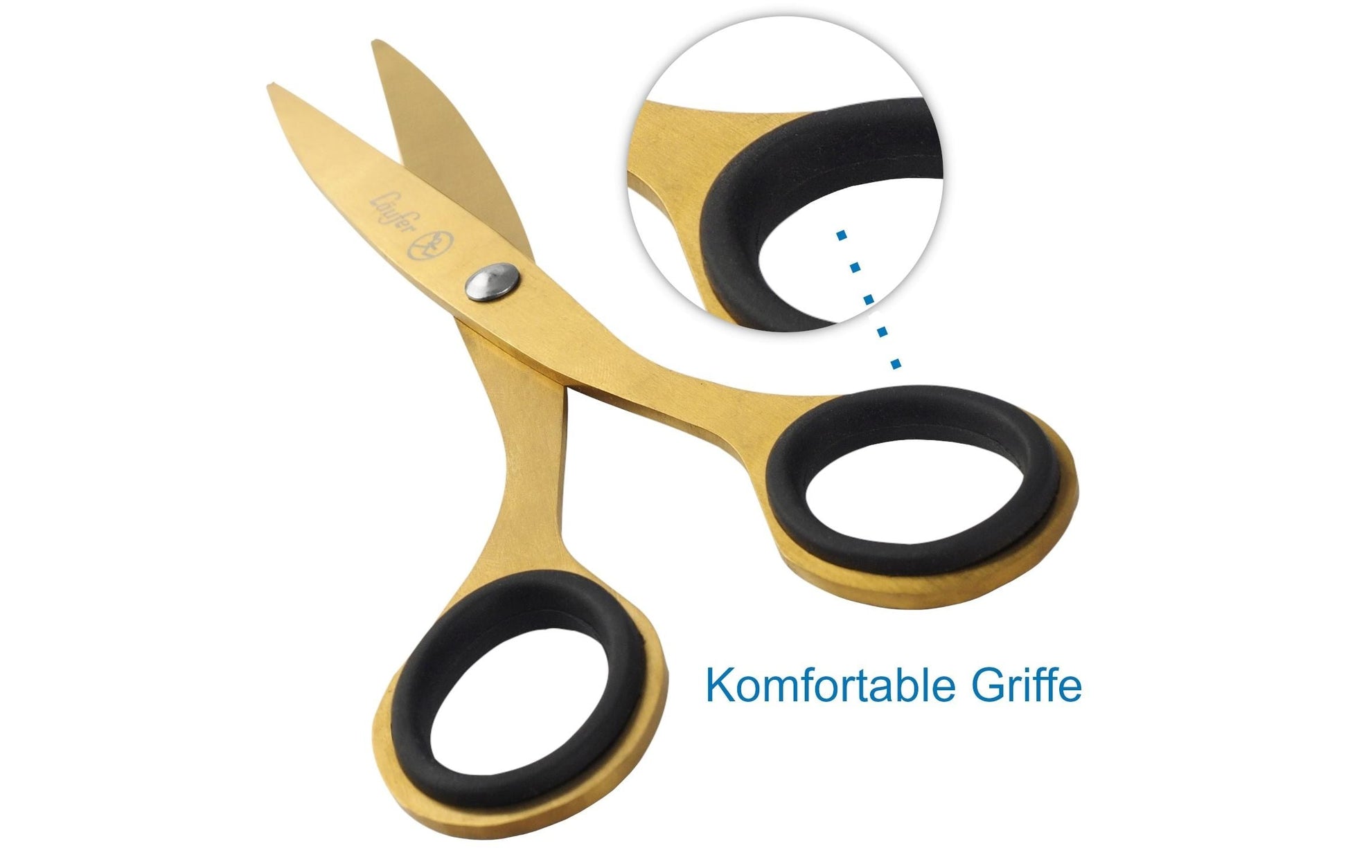 Laufer Universalschere – 17,0 cm, titanbeschichtet, spitz, Gummi, schwarz